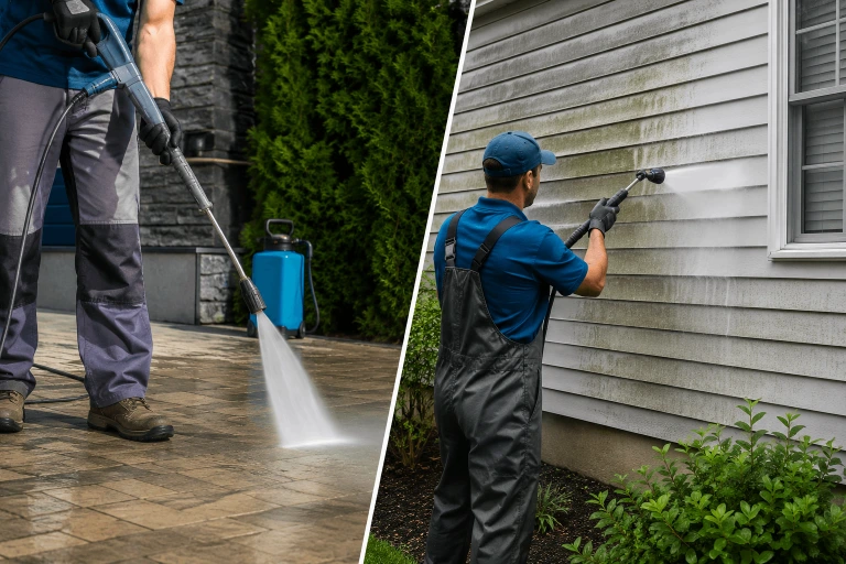Soft washing versus pressure washing comparison in Brandon, FL